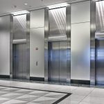 lobby with elevators in the office building